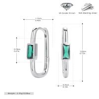 Silver Green Zircon Huggie Earrings