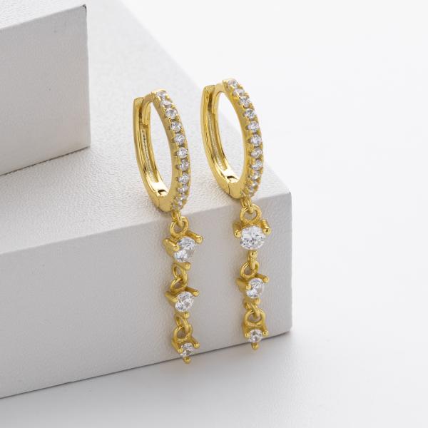 Gold Cubic Zirconia Huggie Earrings