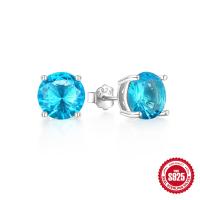 Blue Cubic Zirconia Silver Stud Earrings