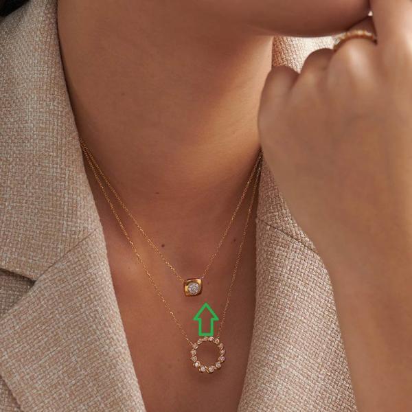 Gold Bezel Geometric Pendant Necklace
