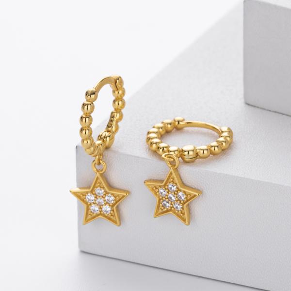 Gold Pavé Star Charm Huggie Earrings