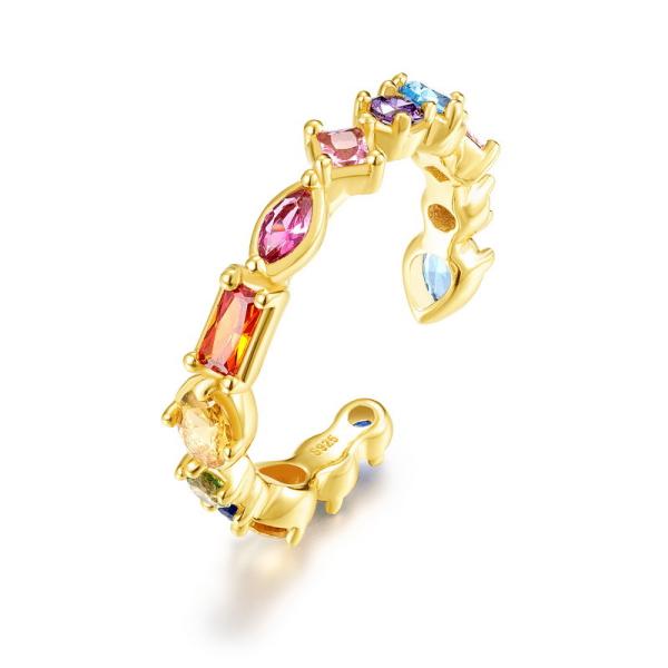 Gold-Plated Multicolor Geometric Ear Cuff