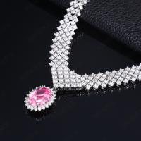 925 Silver Pink Stone Statement Necklace