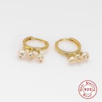 Gold-Finish Huggie Earrings with Freshwater Pearls