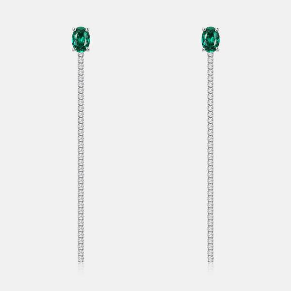 Silver Emerald Threader Earrings