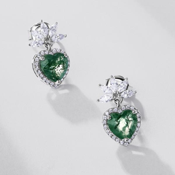 Emerald Floral Drop Earrings