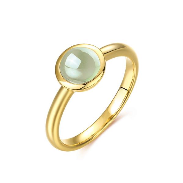 Gold Bezel Light Green Stone Ring