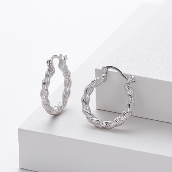 Silver Braided Hoop Earrings