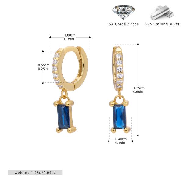 Gold Blue Zircon Huggie Earrings
