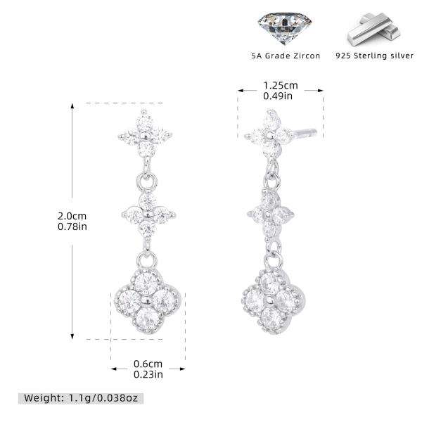 Floral Cubic Zirconia Dangle Earrings