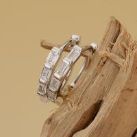 Silver Channel-Set Huggie Earrings