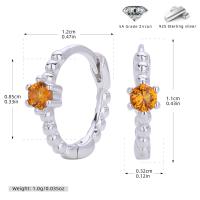 Silver Orange Zircon Huggie Earrings