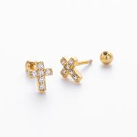 Gold-Tone Cross Stud Earrings