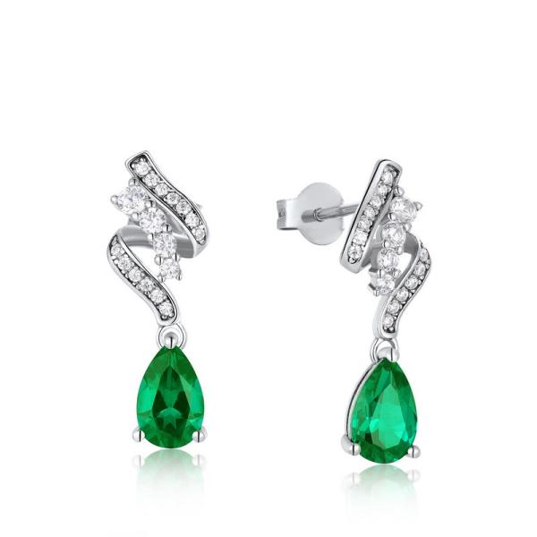Geometric Emerald Dangle Earrings