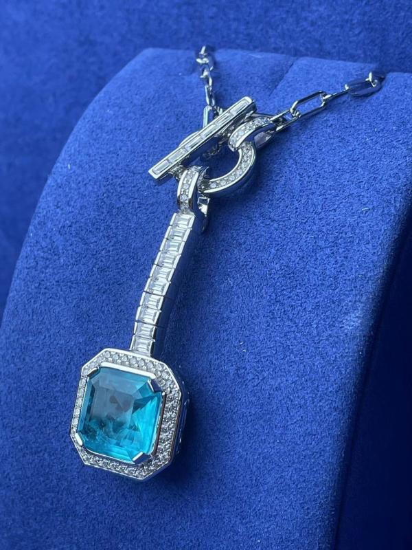 Silver Blue Stone Pendant Necklace