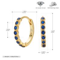 Gold Blue Zircon Small Hoop Earrings