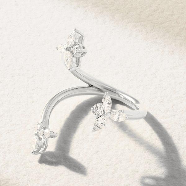 Silver Floral Open Band Ring