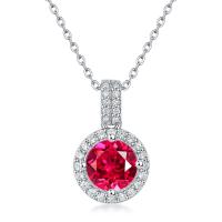 Ruby Halo Silver Pendant Necklace