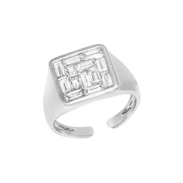 Silver Geometric Signet Ring