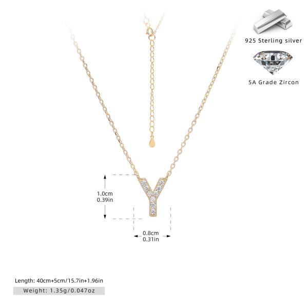 Gold Y Letter Pendant Necklace