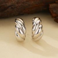 Silver Twist Huggie Earrings