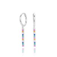 Silver Multicolor Dangle Hoop Earrings