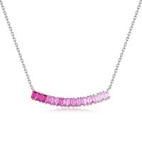 Silver Pink Cubic Zirconia Station Necklace