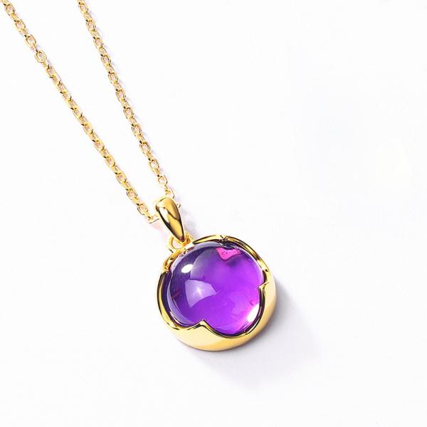 Purple Stone Gold Pendant Necklace