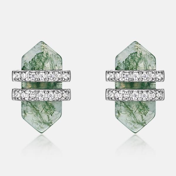 Geometric Jade Stud Earrings