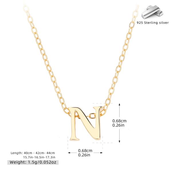 Gold-Finish Letter 'N' Pendant Necklace