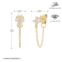 Gold Zircon Floral Drop Earrings