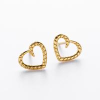 Gold Heart Rope Stud Earrings