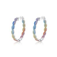 Silver Rainbow Pavé Hoop Earrings