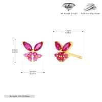 Gold Floral Zircon Stud Earrings