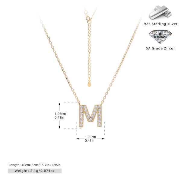 Gold Monogram 'M' Pendant Necklace