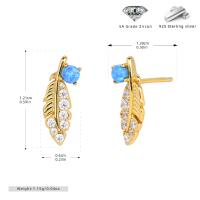 Gold Feather Opal Stud Earrings