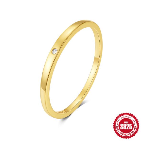 925 Silver Gold-Plated Delicate Band Ring