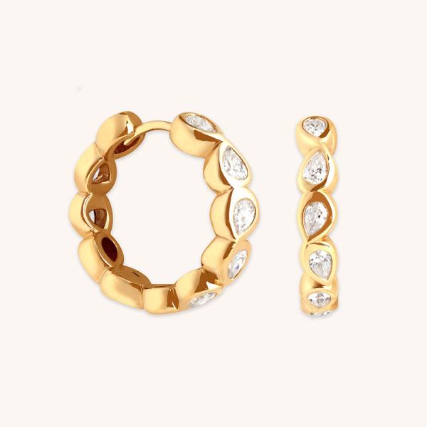 Gold Cubic Zirconia Huggie Earrings