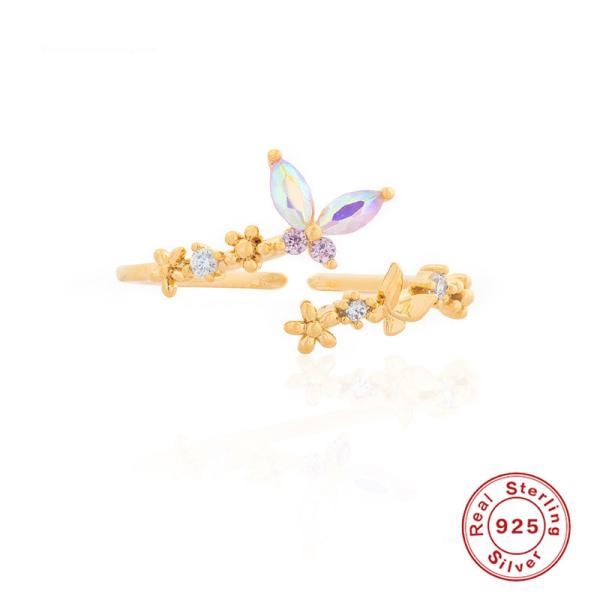 Gold-Finished Floral Stackable Rings