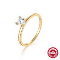 Gold-Finish Solitaire Ring with Cubic Zirconia