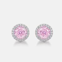 Pink Diamond Halo Stud Earrings