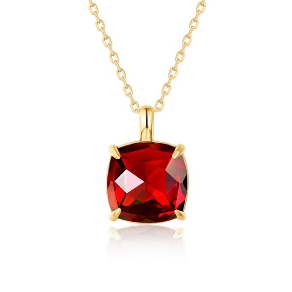 Gold-Plated Red Stone Pendant Necklace