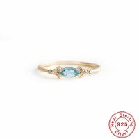 Gold Band with Blue Topaz Delicate Ring
