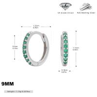 Silver Green Zircon Huggie Earrings