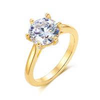 Gold-Plated Solitaire Ring with Cubic Zirconia