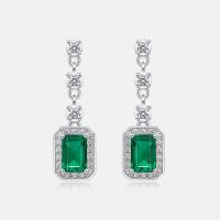 Silver Emerald Dangle Earrings