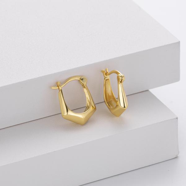 Gold Geometric Angular Hoop Earrings