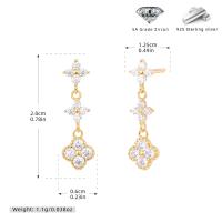Gold Floral Zircon Dangle Earrings