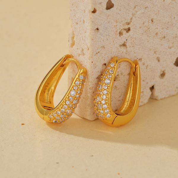 Gold Pavé Teardrop Huggie Earrings