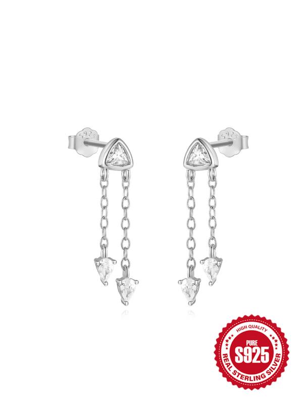 Sterling Silver Geometric Dangle Earrings